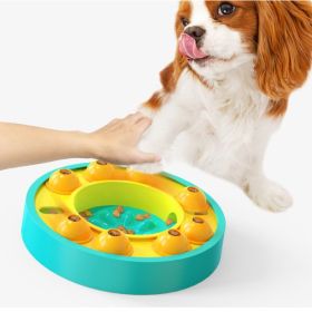 Interactive Food Dispenser - Trains Dogs To Eat Slowly - Increases Puppy IQ - Dog Training Game - Non-slip Bowl (Color: Lake Blue Roulette)