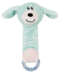 Pet Life -  Moo-Born' - Plush and Crinkle Rubber Teething Toy (Color: Blue)